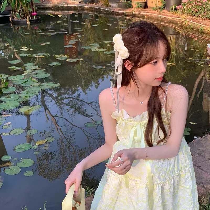 [Peach Tea] Kẹp Tóc Đính Hoa Hồng Sâm Panh Cài Đầu Sau Đầu Phong Cách ins Cao Cấp Tinh Tế Cho Nữ