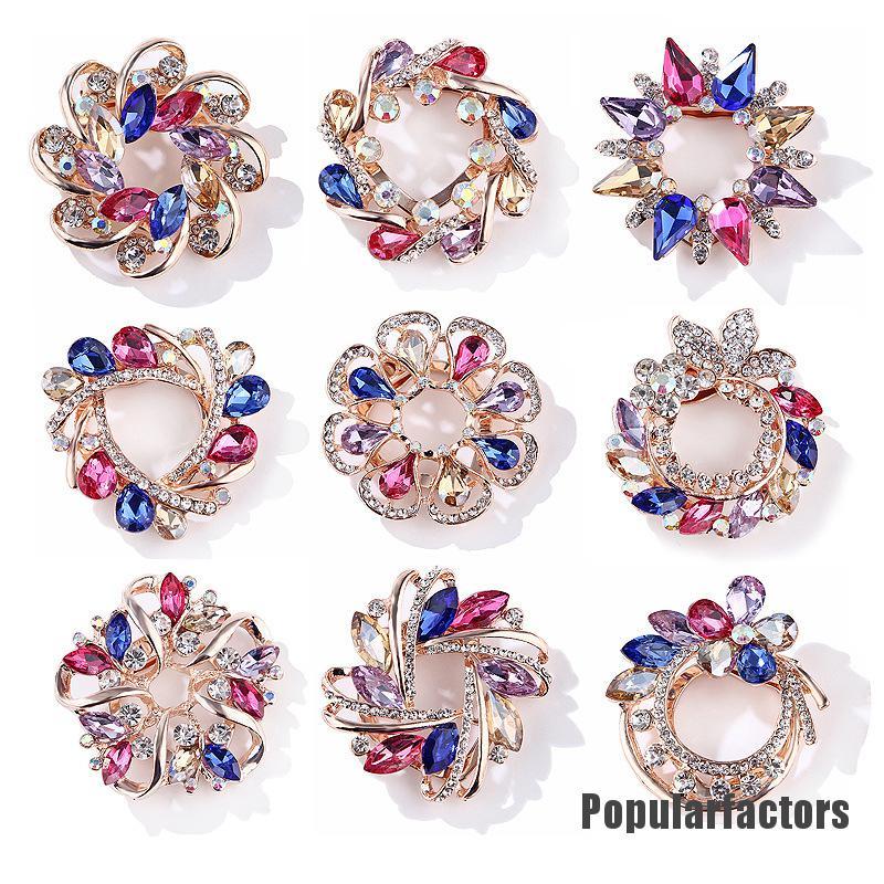 Ghim cài áo hình vòng hoa đính đá nhân tạo thời trang