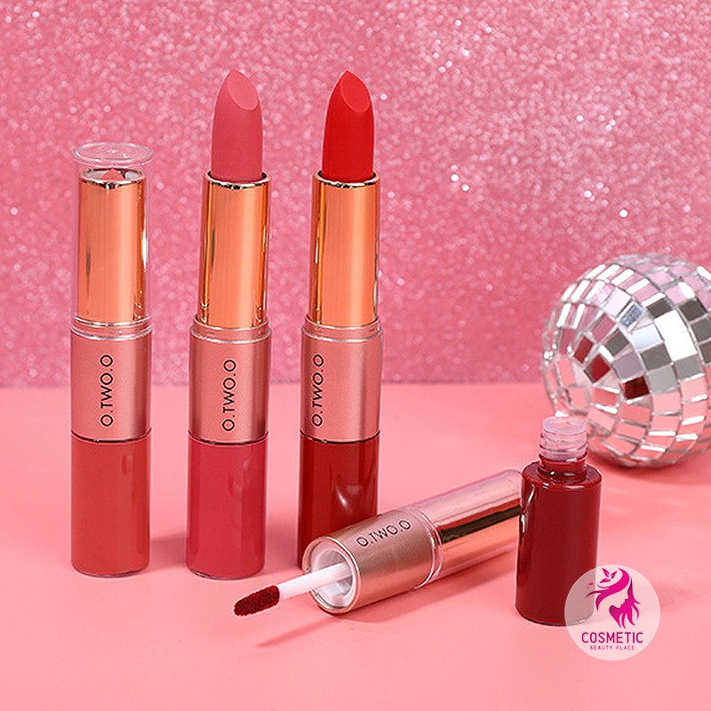 Son Lì 2 Đầu O.TWO.O 2 In 1 Matte Lipstick &amp; Liquid Lipstick Siêu Hot P599