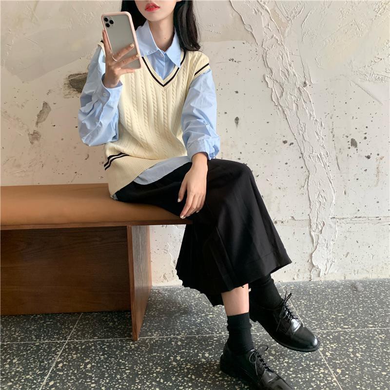 Áo len không tay cổ chữ V thiết kế mới thời trang dành cho nữ | BigBuy360 - bigbuy360.vn