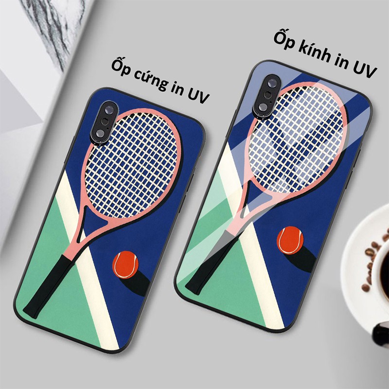 Ốp lưng in hình vợt Tennis cao cấp màu hồng nền xanh iphone 6s/6/7/8 plus/x/xr/xs max/11 pro max/12/12 promax SPORT0026