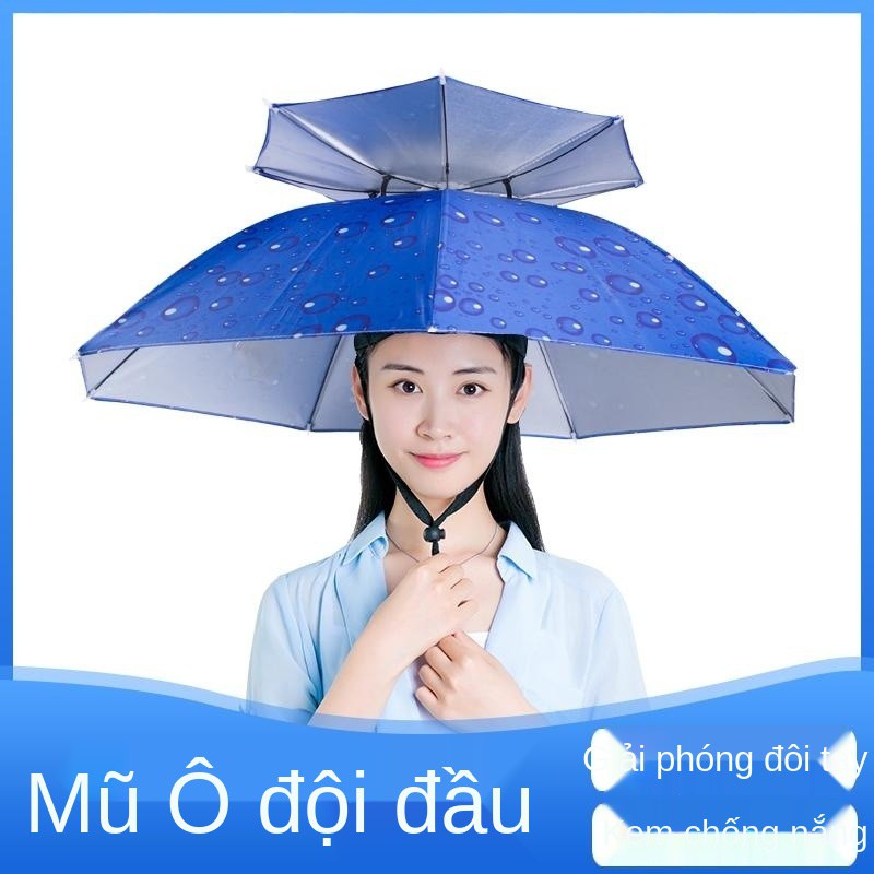 Mũ ô đội , đầu câu cá dù che nắng, hái chè ngoài trời, vệ sinh, chống nón dù, gấp