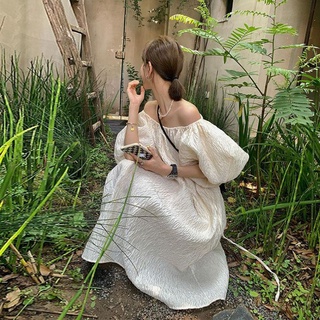 🌸Váy trễ vai gấm xuông tay bồng tiểu thư❤❤❤