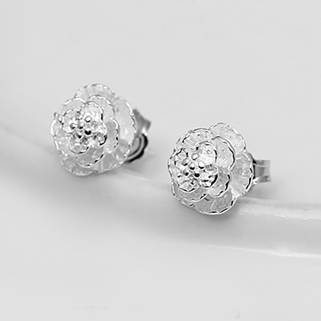 Đôi bông tai hình bông hoa đính kim cương thời trang cho nữ