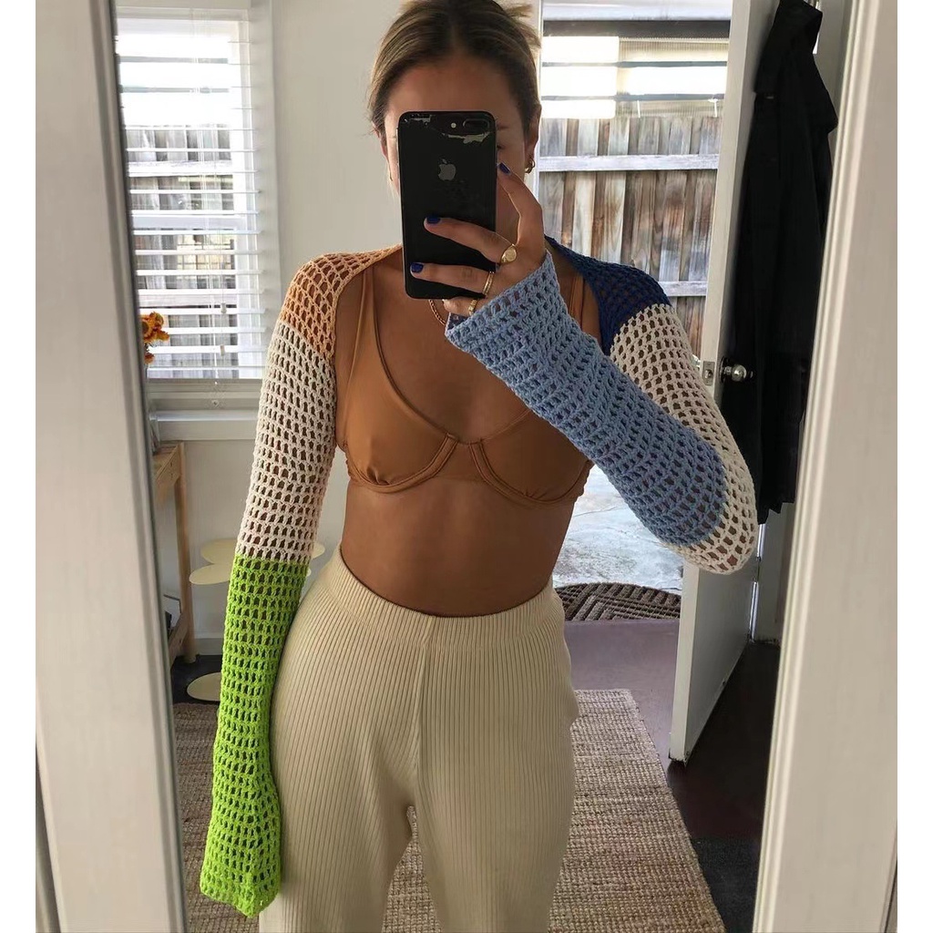 DUNEA Áo Dệt Kim Tay Dài Màu Sắc Trẻ Trung Năng Động Cho Nữ