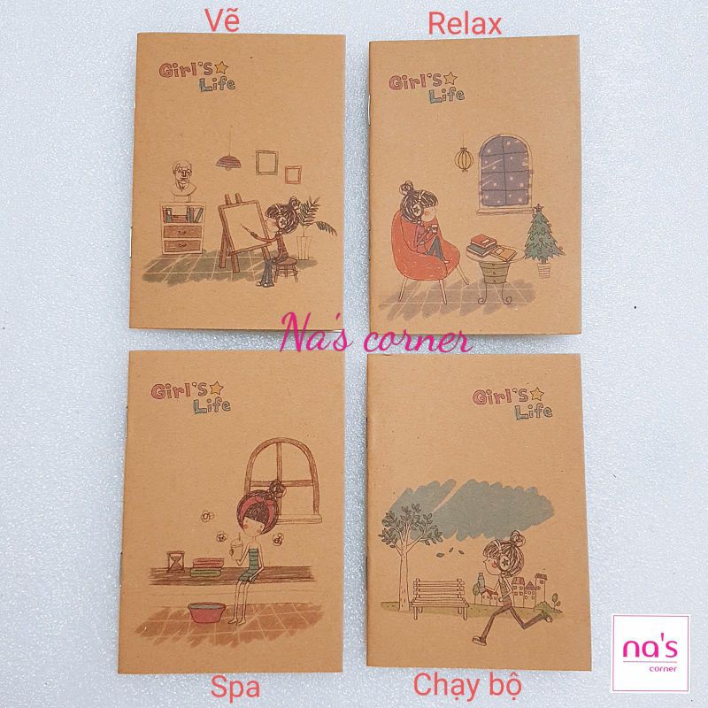 Sổ tay vẽ ghi chú đơn giản gọn nhẹ tiện lợi mang theo giấy trơn bìa vintage 32 trang 8.5x12cm