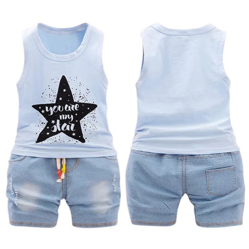 Bộ áo thun không tay và quần thể thao cho bé trai