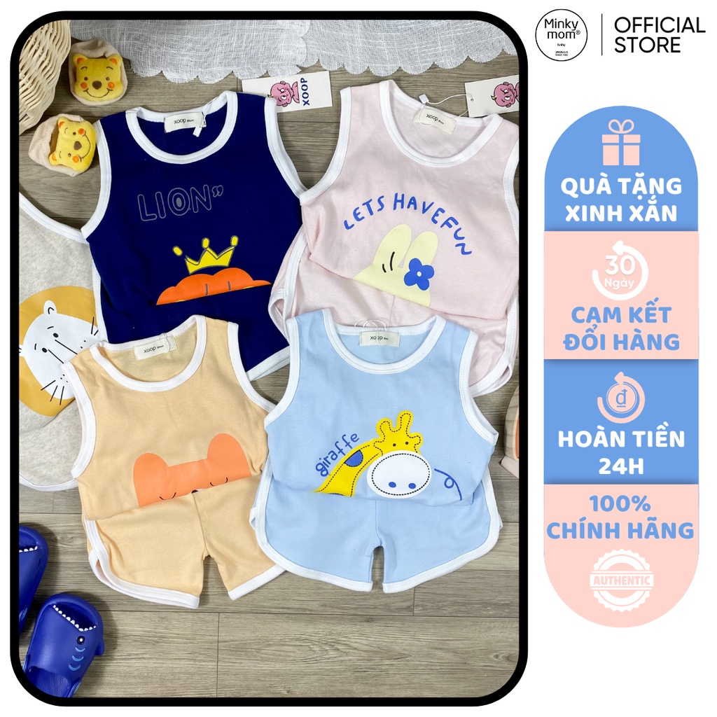 [SALE] Bộ Ba Lỗ Bé Trai Minky Mom Vải Cotton Borip Động Vật Cổ Viền, Áo Thun 3 Lỗ Cho Bé Mặc Hè Thoáng Mát MKM3LO2202