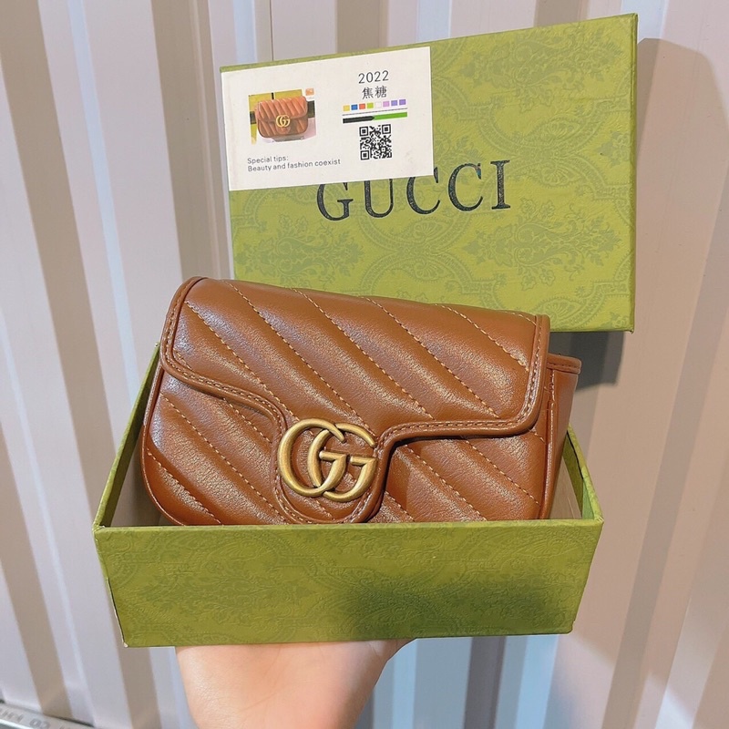 Túi Chư G màu nâu tây size 17cm fullbox cực sang hộp xanh