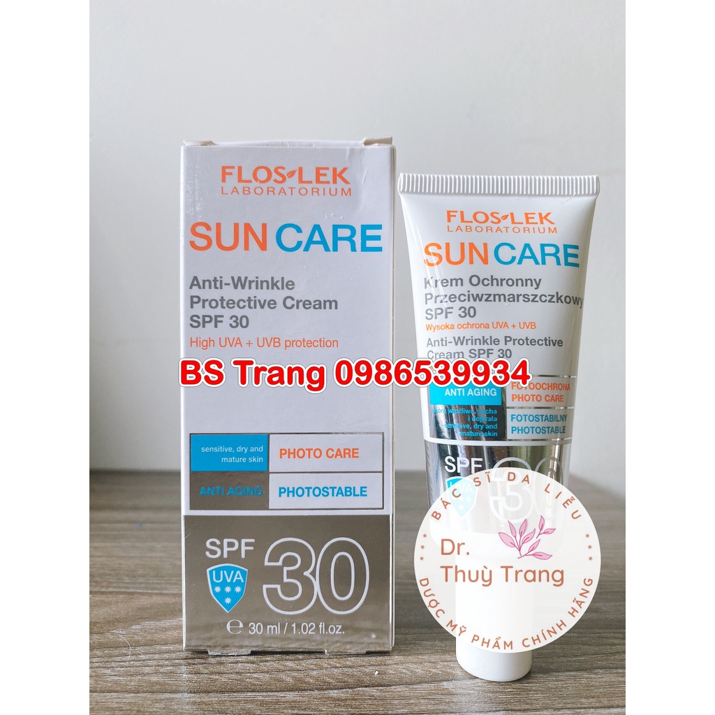 [CTY] Kem chống nắng chống nhăn FLOSLEK SUNCARE ANTI-WRINKLE PROTECTIVE cream SPF 30+ 30ml cho da khô, nhạy cảm