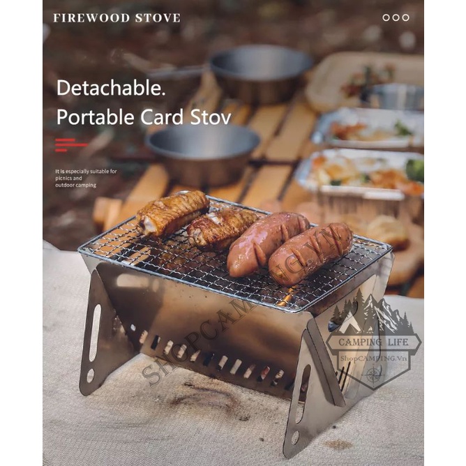 Bếp nướng BBQ, bếp nướng than hoa gấp gọn dã ngoại mini cho 2-3 người - Camping VietNam