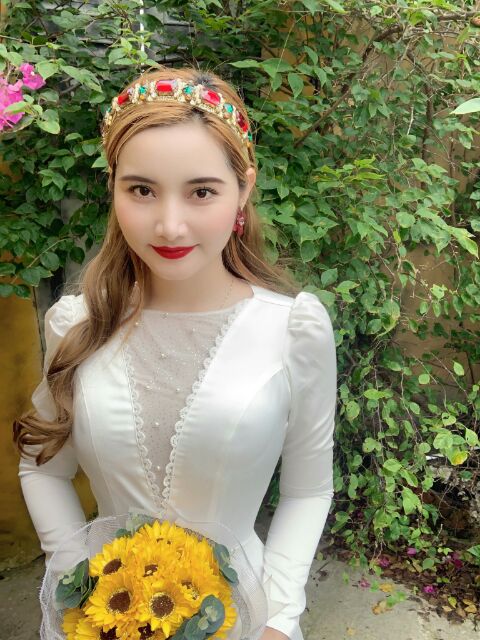 (free chỉnh sửa váy) có Size to dạ hội cưới phi trắng tay dài xẻ tà váy cưới cô dâu trắng chụp hình cưới Hàn Quốc | BigBuy360 - bigbuy360.vn