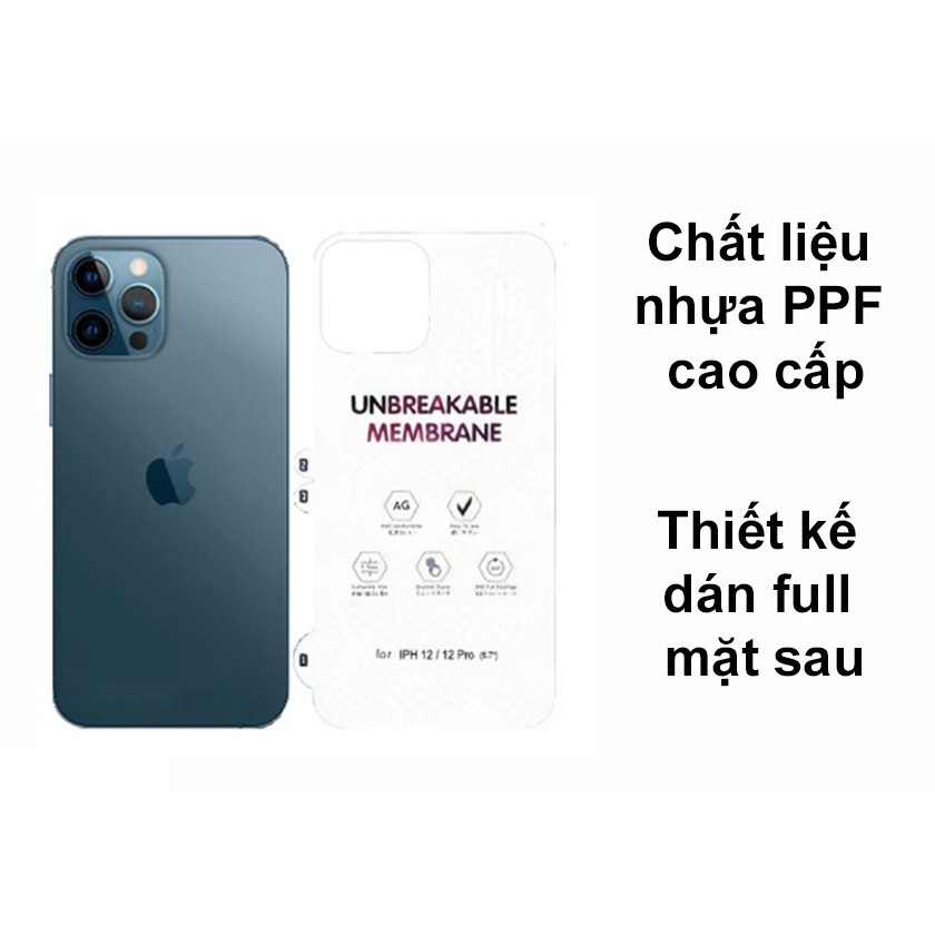 Dán lưng Film PPF Chống vân tay  Iphone 12 / 12 Pro Max  / 7Plus / 8Plus / X / XS / Xs Max / 11 / 11 Pro / 11 Pro Max