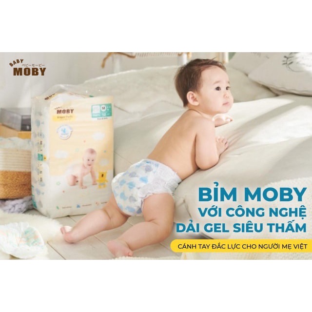 [ 2Miếng dùng thử ]Bỉm dán/quần Baby Moby chống tràn thấm hút siêu tốc NB42/S40/M50/L40/XL36