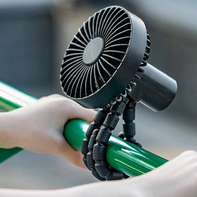 Quạt mini cầm tay chân dạng bạch tuộc sạc usb không gây tiếng ồn có kẹp gắn xe đẩy em bé