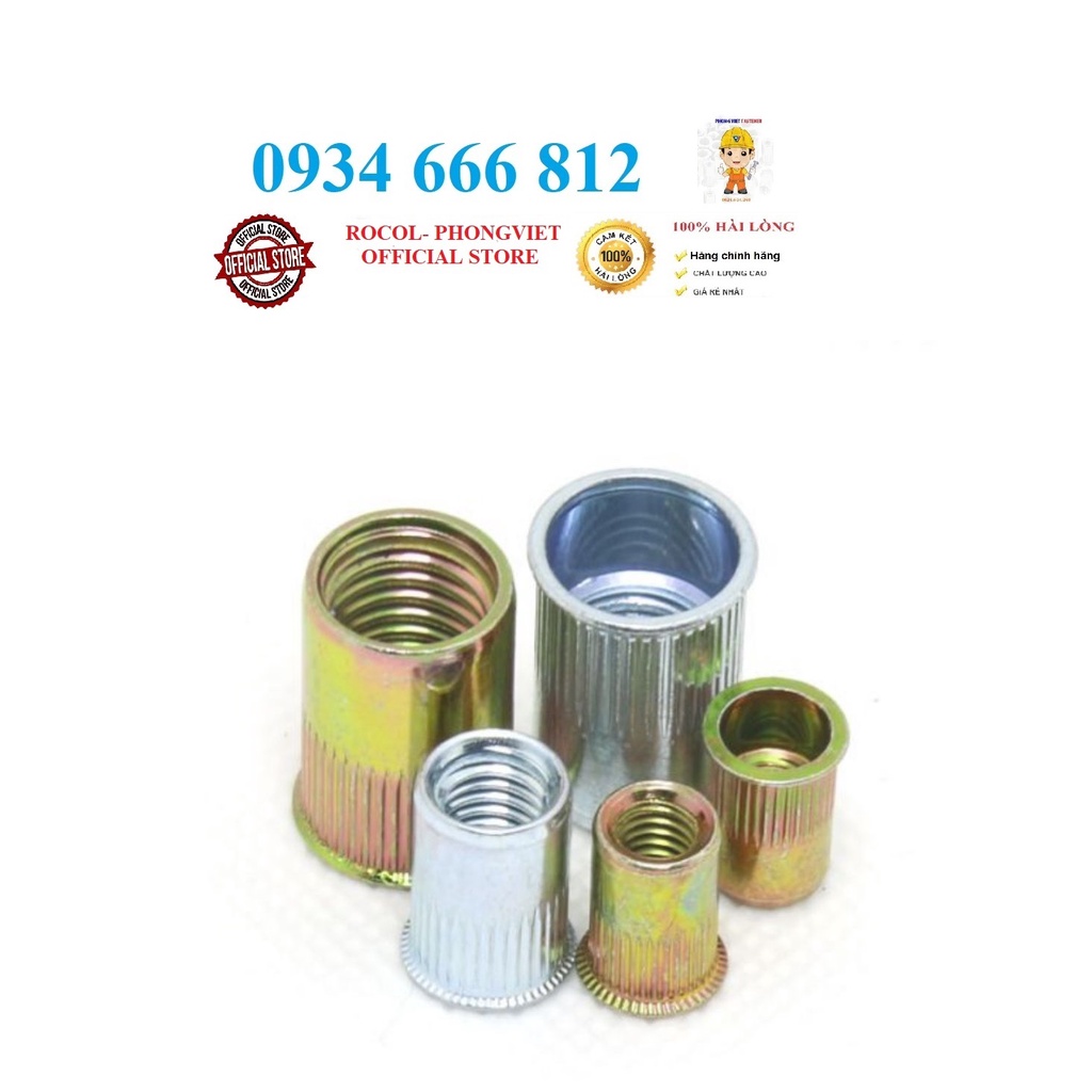 Combo 50c Ốc tán rút chân nhỏ M4 thép mạ