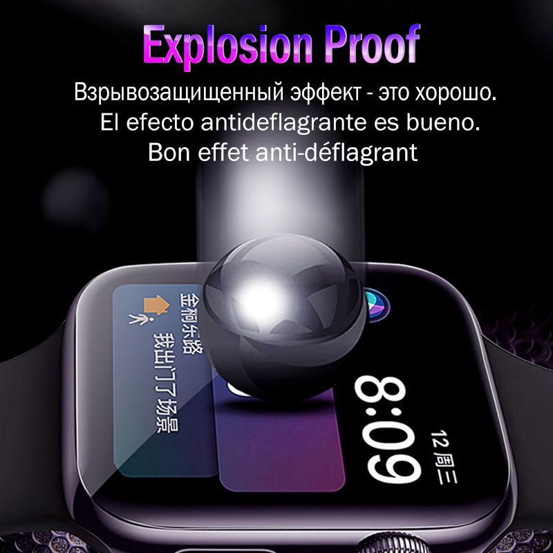 Miếng dán bảo vệ toàn màn hình 20D chống bám vân tay cho đồng hồ thông minh Apple Watch 38mm 40mm 42mm 44mm