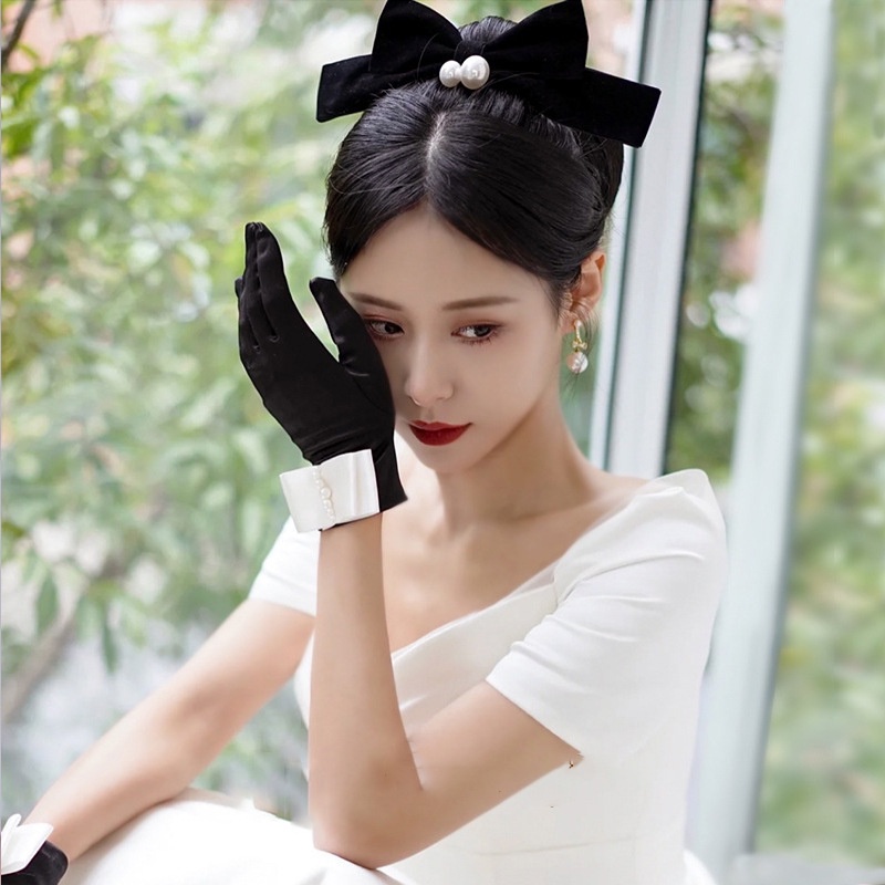 Kẹp tóc nơ màu đen dễ thương thời trang phong cách Hàn Quốc cho nữ