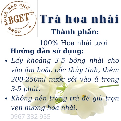 Trà Hoa Nhài  khô túi lọc hữu cơ trắng đẹp thượng hạng giúp giảm cân, bảo vệ tim mạch, tăng kháng