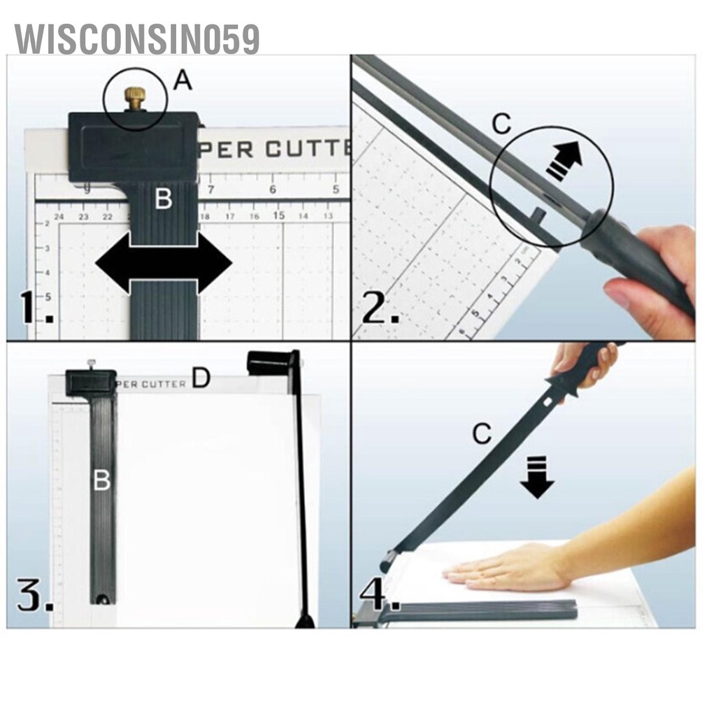 Máy cắt giấy bằng tay thép tính để bàn A4 A3 Ảnh cho nhà máy văn phòng trường học【Wisconsin059】