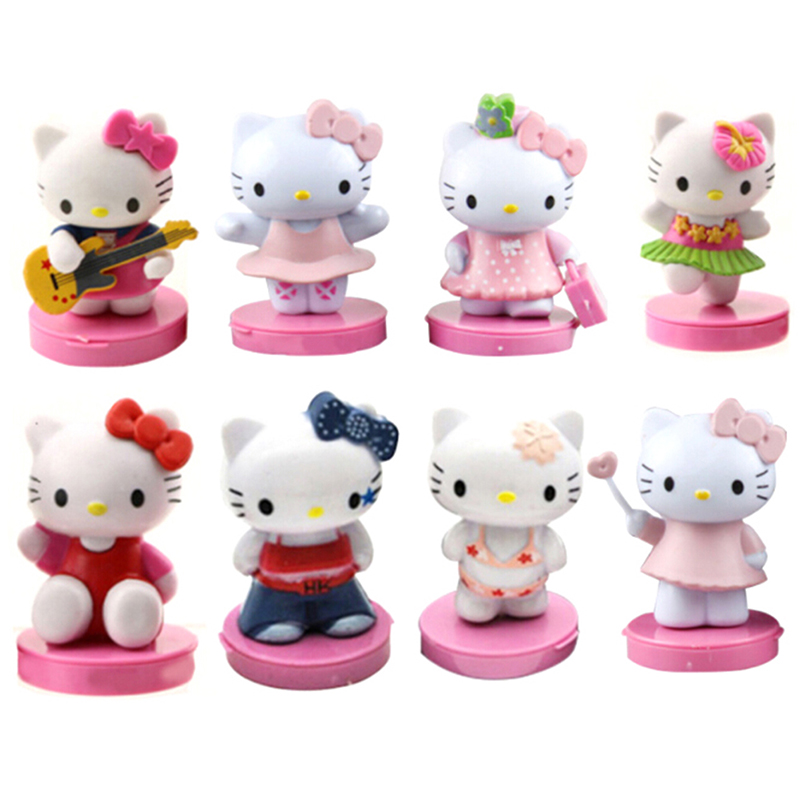 Set 8 Mô Hình Nhân Vật Hello Kitty Dễ Thương Dùng Để Trang Trí Bánh Kem