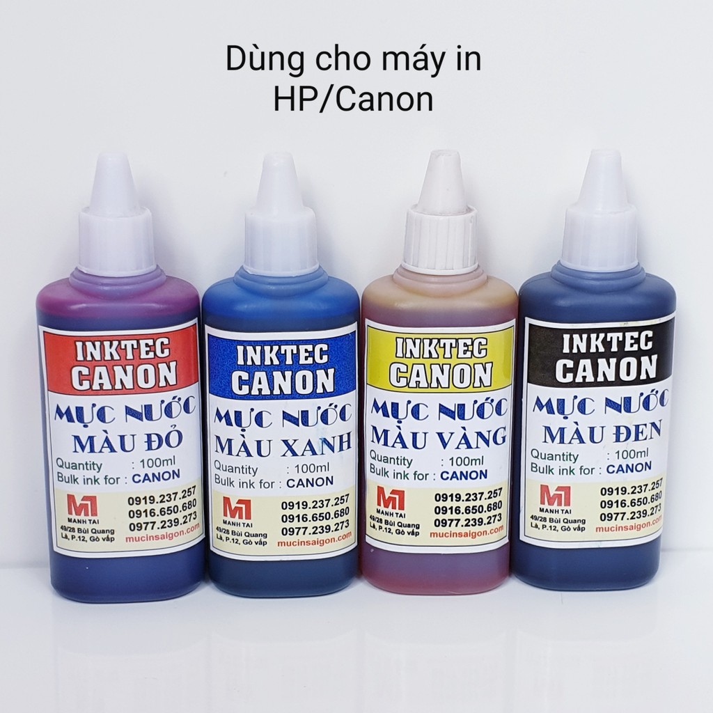 Mực in Canon inktec - Mực nước Inktec Hàn Quốc dùng cho máy in HP/CANON - loại 100ml