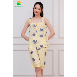 Bộ lanh quần lửng áo hai dây nữ Thời trang gia đình VT - B04.2201
