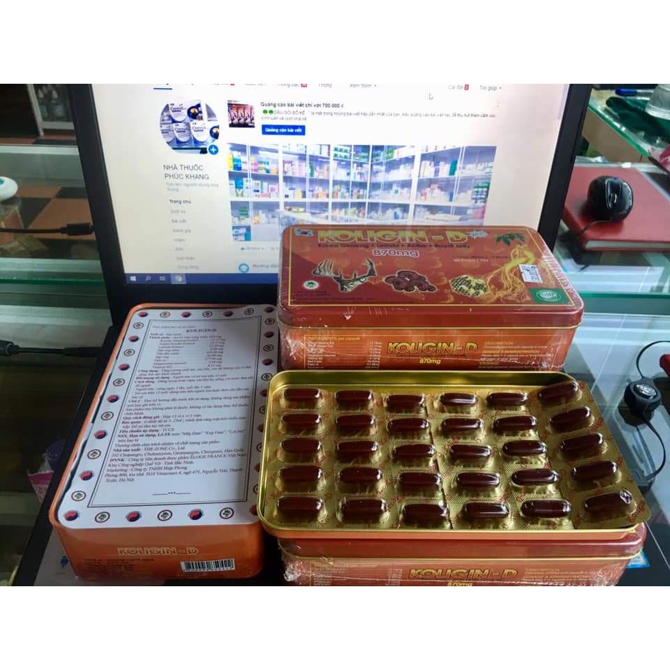 Sâm Hàn Quốc dạng viên Koligin - D - Bồi bổ cơ thể , tăng sức đề kháng , chống lão hóa , giảm stress - Hộp thiếc 60v