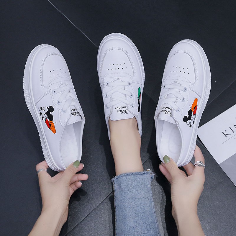 Half drag women's shoes new style no heel lazy shoes fashion Baotou sandals and slippers small white single shoes