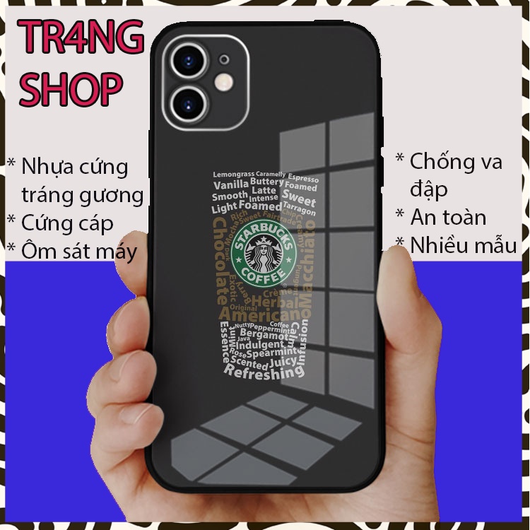 Ốp đt iphone kính cường lực chiếc cốc café STARBUCKS triều tương Buôn cho Iphone 6-12 TR4NG SHOP OK-
