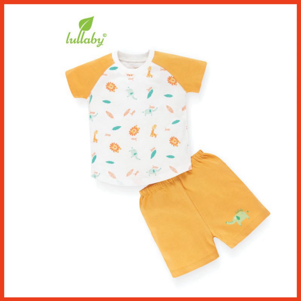 Bộ quần áo trẻ em cộc tay cho bé trai raglan mới nhất chất liệu cotton của lullaby baby nhật hoa [ NH626P - Size 6m-4y ]