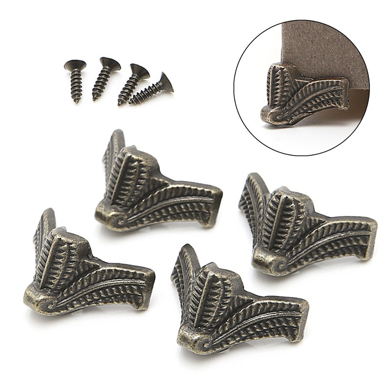 Set 4 Chân Gỗ Bảo Vệ Góc Hộp Gỗ Phong Cách Cổ Điển