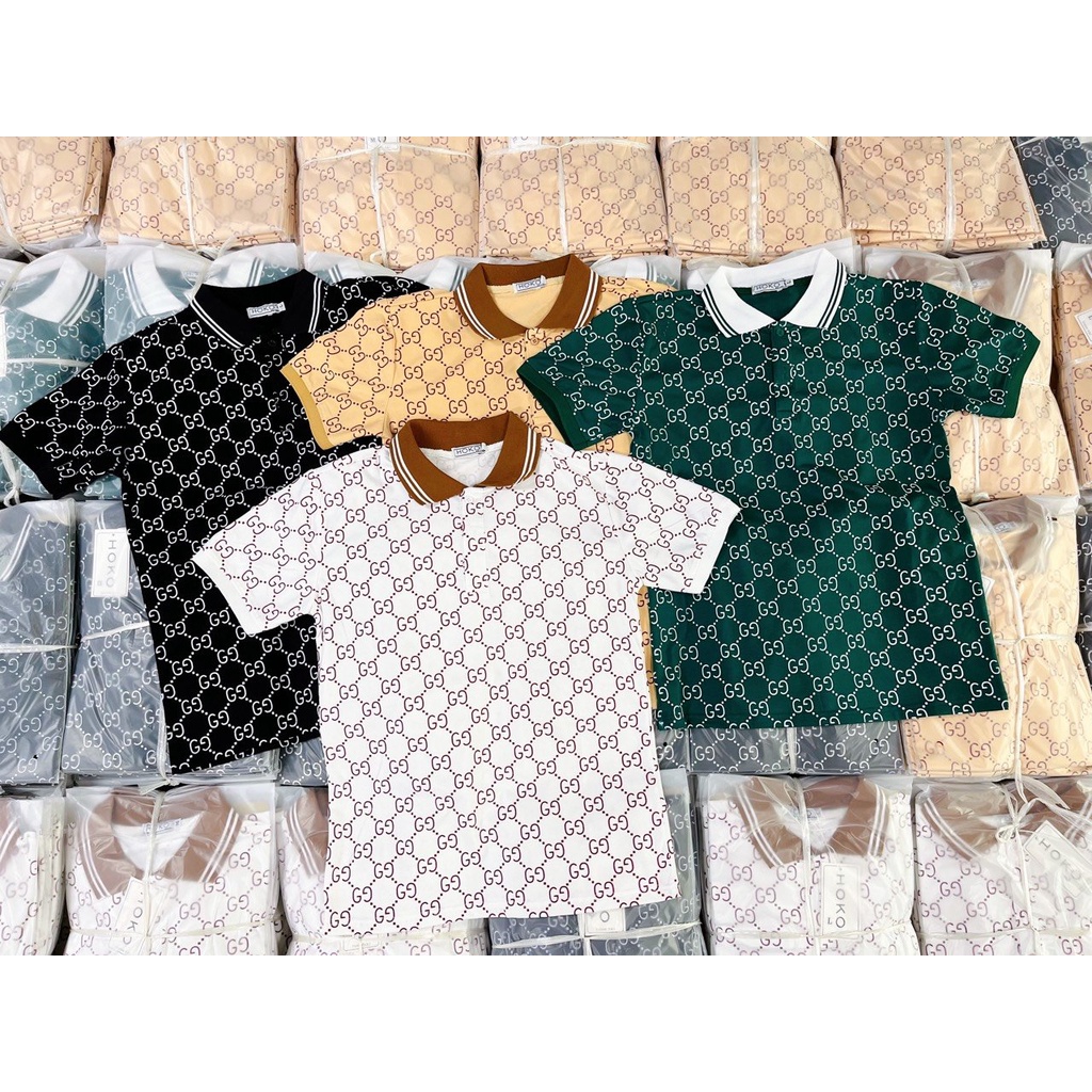 Áo thun polo nam nữ unisex form rộng tay ngắn phối viền sọc