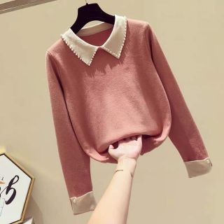 Áo len cổ đính hạt ngọc