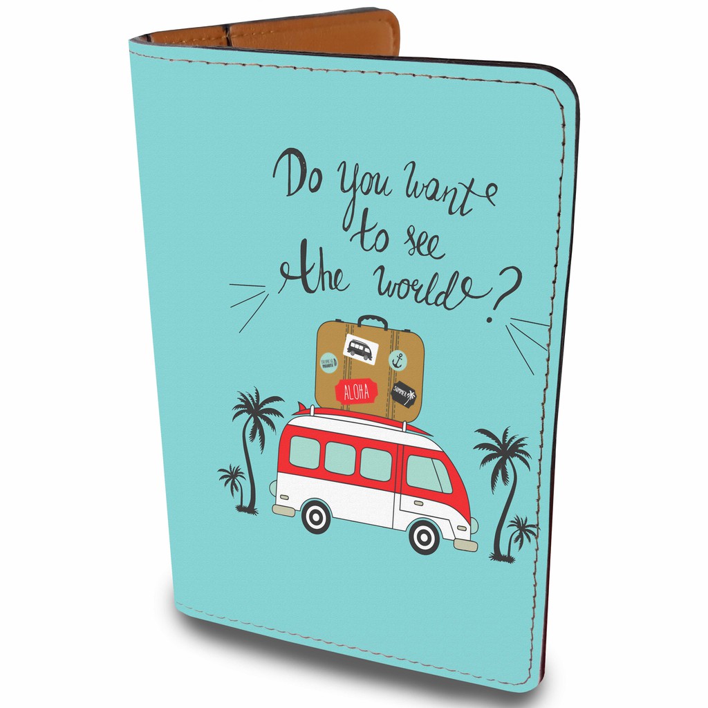 Ví Đựng Passport Du Lịch SEE THE WORLD - Bao Da Hộ Chiếu Đôi Đơn Giản Xinh Xắn Cute - Passport Cover Holder - LT049