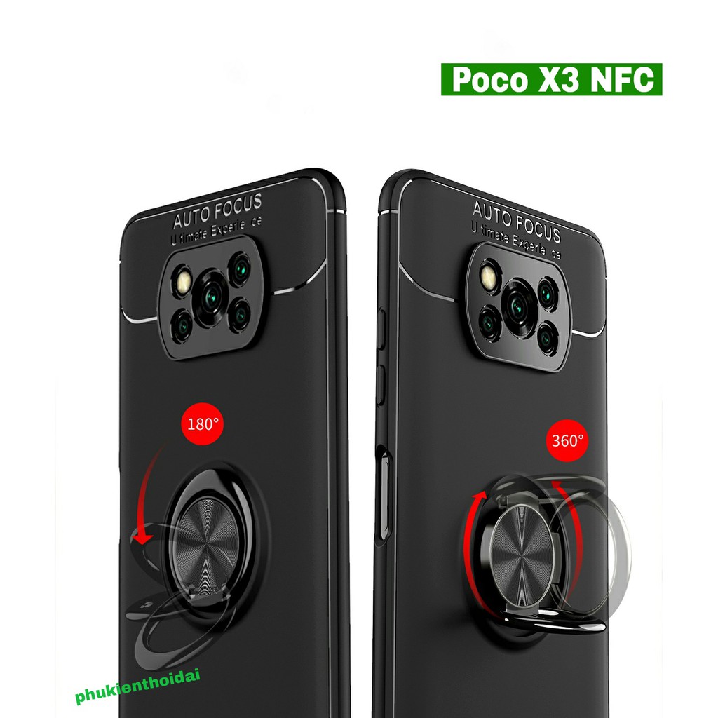 Ốp lưng Poco X3 NFC / X3 Pro nhẫn Ver 2 giá đỡ xem phim hiệu Auto Focus
