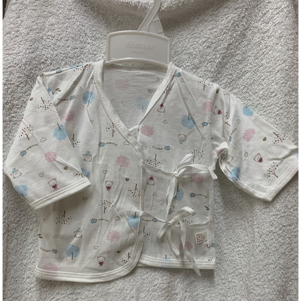 Áo cột dây tay dài cho bé sơ sinh 100% cotton