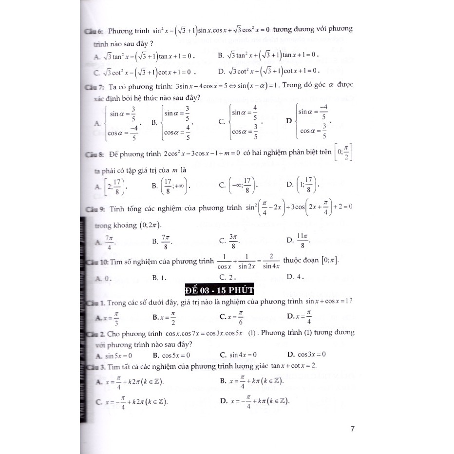 Sách - Bộ đề kiểm tra trắc nghiệm và tự luận môn Toán lớp 11.