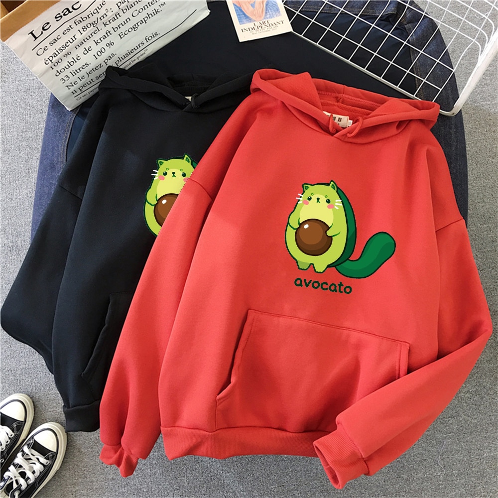 Áo Hoodie In Họa Tiết Trái Bơ Hoạt Hình Phong Cách Harajuku Thời Trang Mùa Đông Cho Nữ | BigBuy360 - bigbuy360.vn