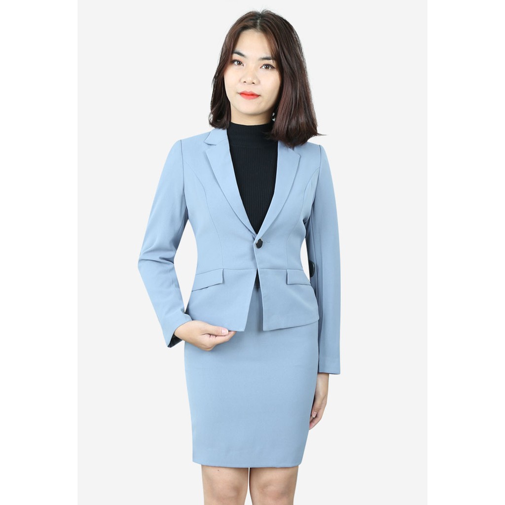 Áo vest 2 lớp tay dài trượt ghi Hàn Quốc 1 khuy 2 nắp túi giả The One Fashion AVL017GH