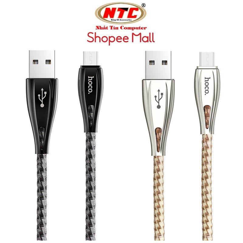 Cáp sạc nhanh và truyền dữ liệu Hoco U56 Metal armor cổng microUSB, hỗ trợ QC3.0, điện áp 2.4A max, dài 1.2M