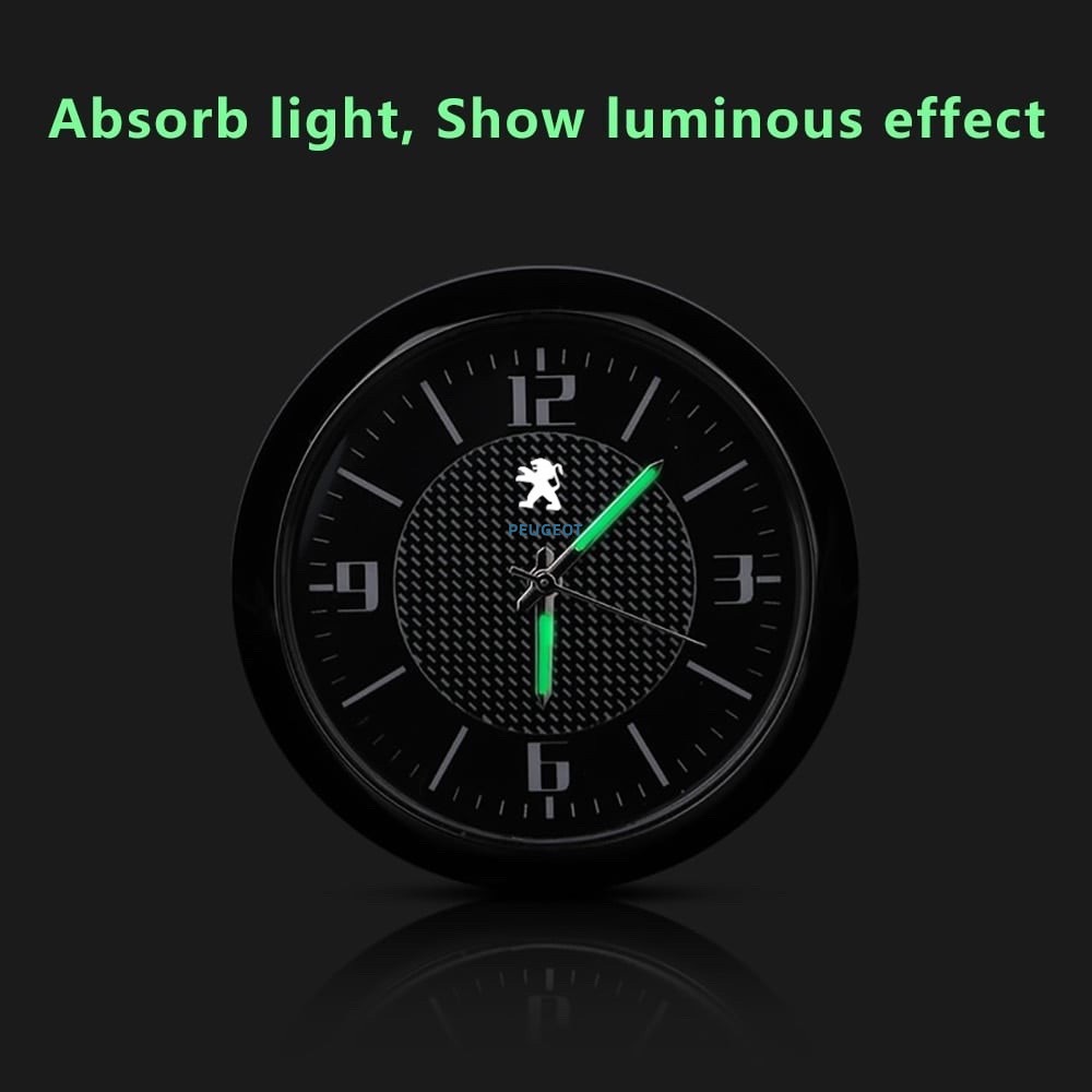 Peugeot Đồng hồ ô tô Đồng hồ thạch anh nhỏ Nội thất ô tô Loại dạ quang Thích hợp cho 206 208 207 307 308 2008 3008 508 408 5008 406