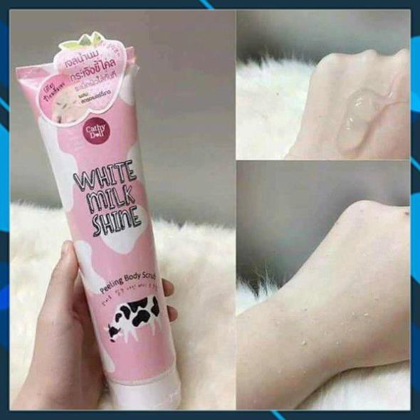 Tẩy da chết sữa bò Cathy Doll White Milk Shine Peeling Body Scrub 320ml cho da trắng, sạch mịn màng