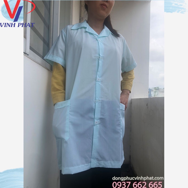 Áo Blu Y Tế Màu Xanh Nam Nữ Tay Ngắn Giá Tốt