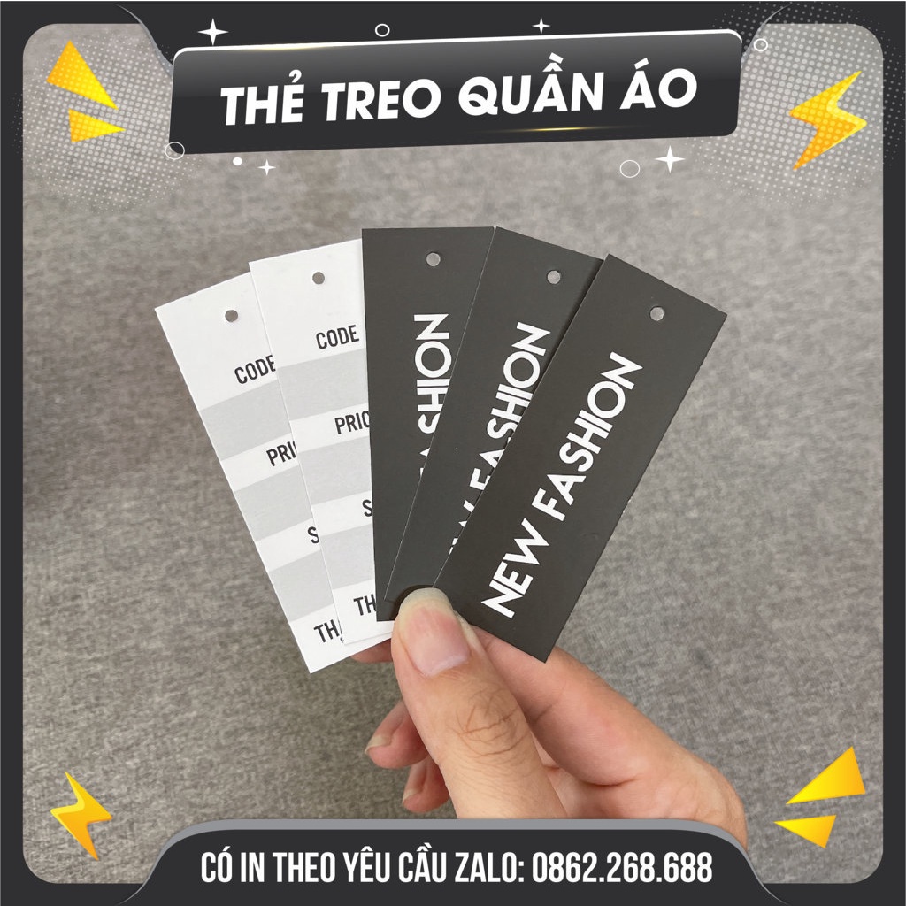 Tag treo, thẻ treo quần áo thời trang giá rẻ  - Size 9x2.5cm - Giấy C300 - đục lỗ - TAG FASHION