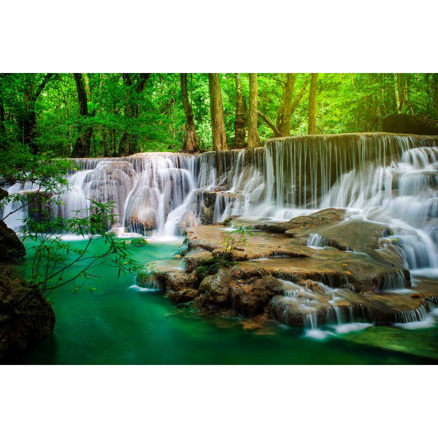 Tranh 3D phong cảnh thác nước chảy, sông suối nên thơ