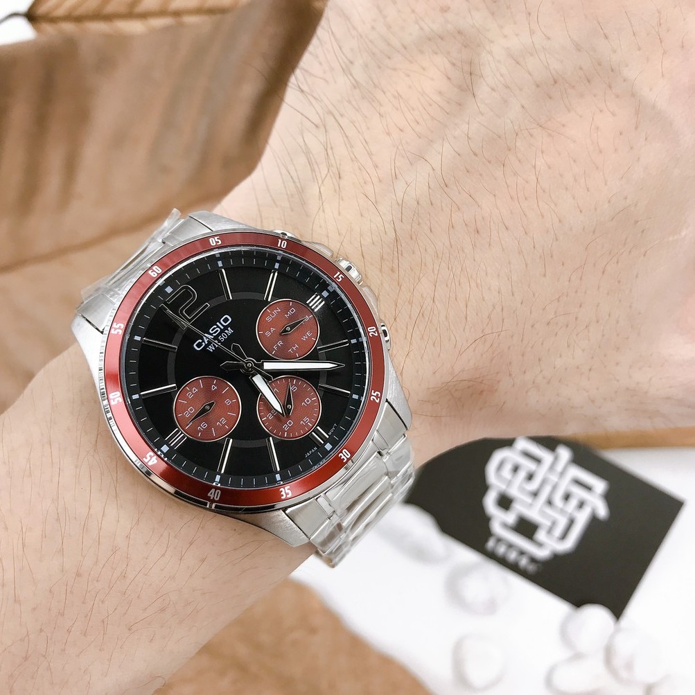 Đồng hồ nam Casio MTP-1374 / MTP-1374D-5A dây thép không gỉ, chống nước 50m, hàng chính hãng