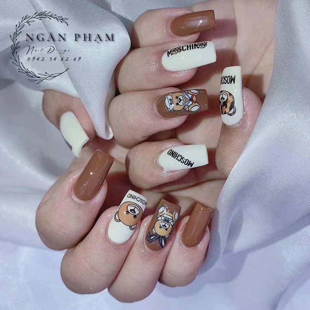 sticker gấu trang trí nail nhé a