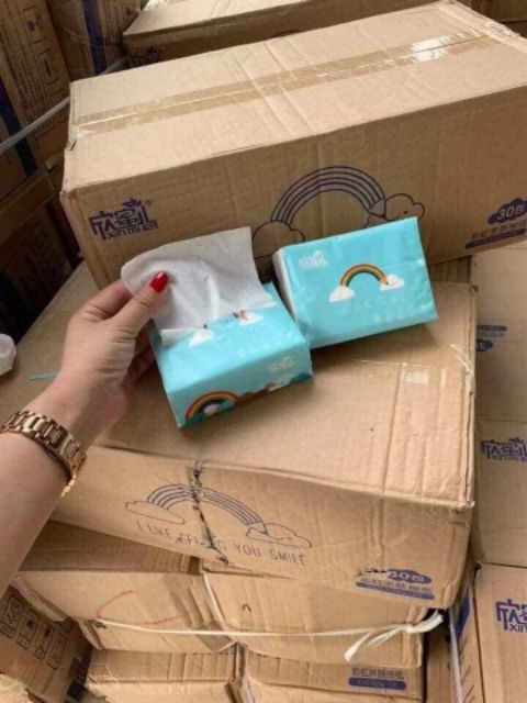 Thùng 30 gói giấy ăn cầu vồng Xin Mier chuẩn