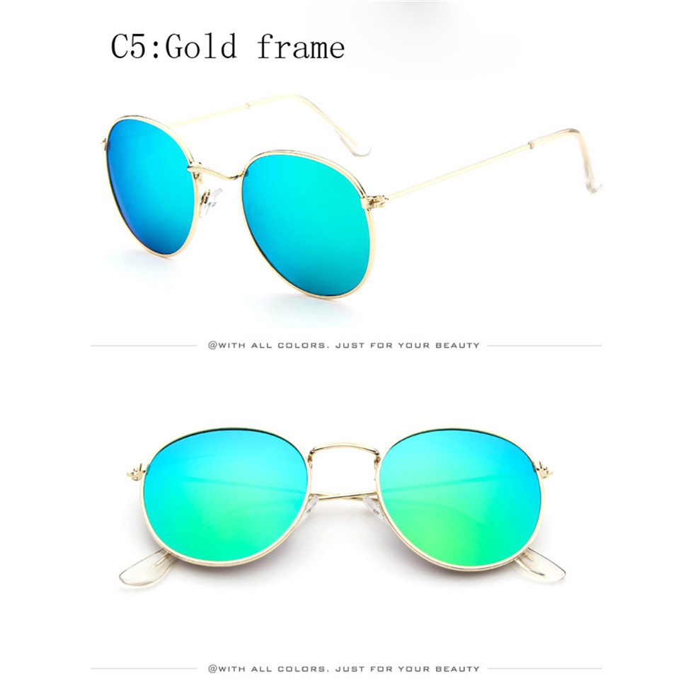 Kính mát gọng tròn tráng gương thời trang cho nữ